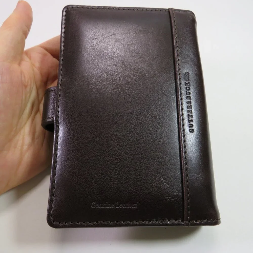 Cutter and Buck Genuine Leather Travel Wallet w Large Pocket & Notepad w Box